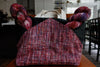 Apex Tote - Pink Oysters, Pink Clouds - Handwoven Wool Fabric, Black Waxed Canvas, Black Cotton Lining