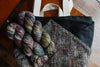 Apex Tote - Inner Turmoil - Handwoven Wool Fabric, Black Waxed Canvas, Black Cotton Lining