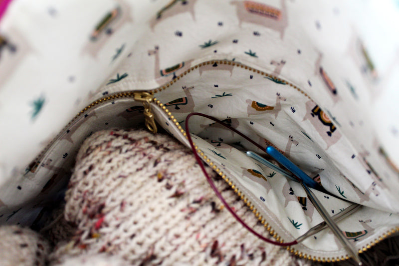 Fuchsia 1 - Sweater-Sized Project Bag - Shibori Tie-Dyed