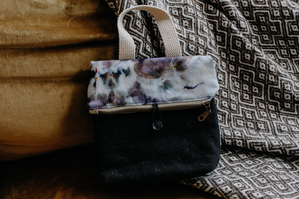 Malmo Pouch - Ice Dyed & Black Canvas with Flannel Lining